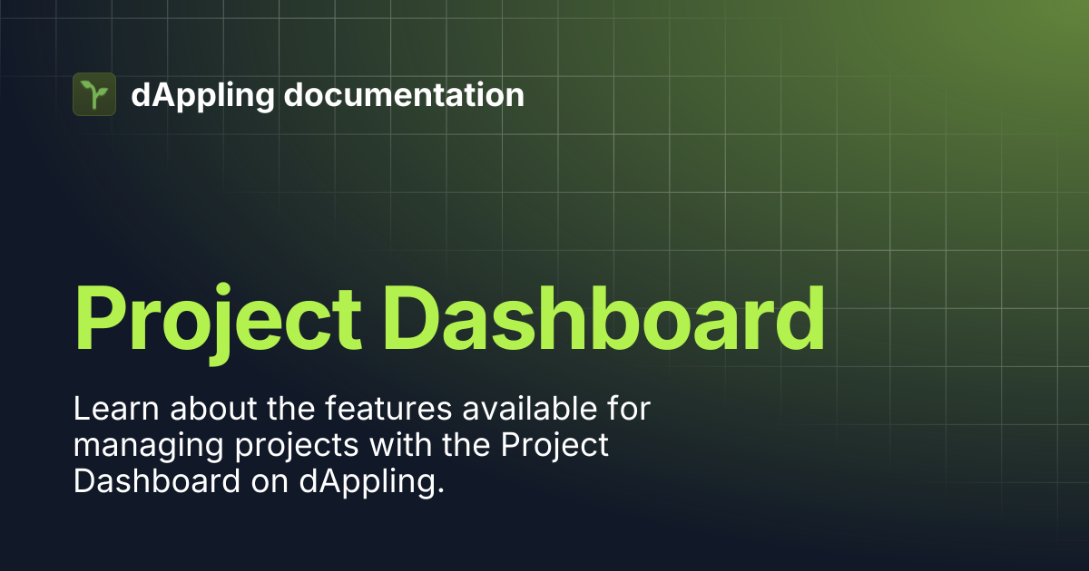 Project Dashboard | dAppling documentation